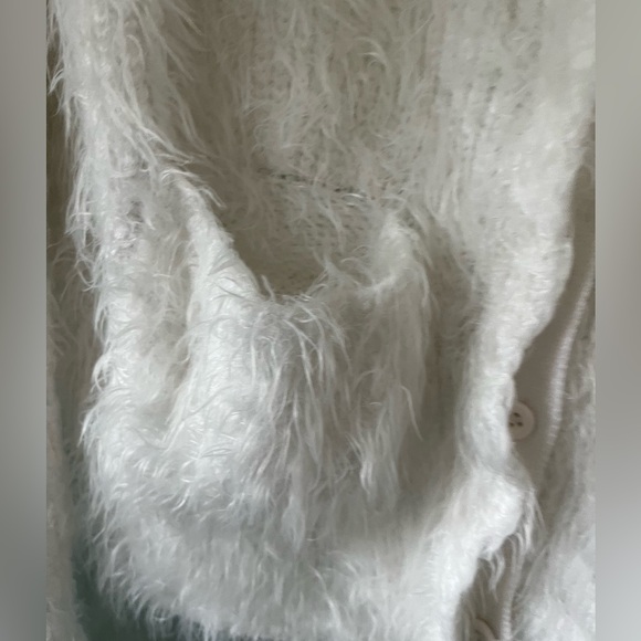 Anine Bing White Fuzzy  Button Closure Knit Cardigan Womens Size Medium - Picture 3 of 7